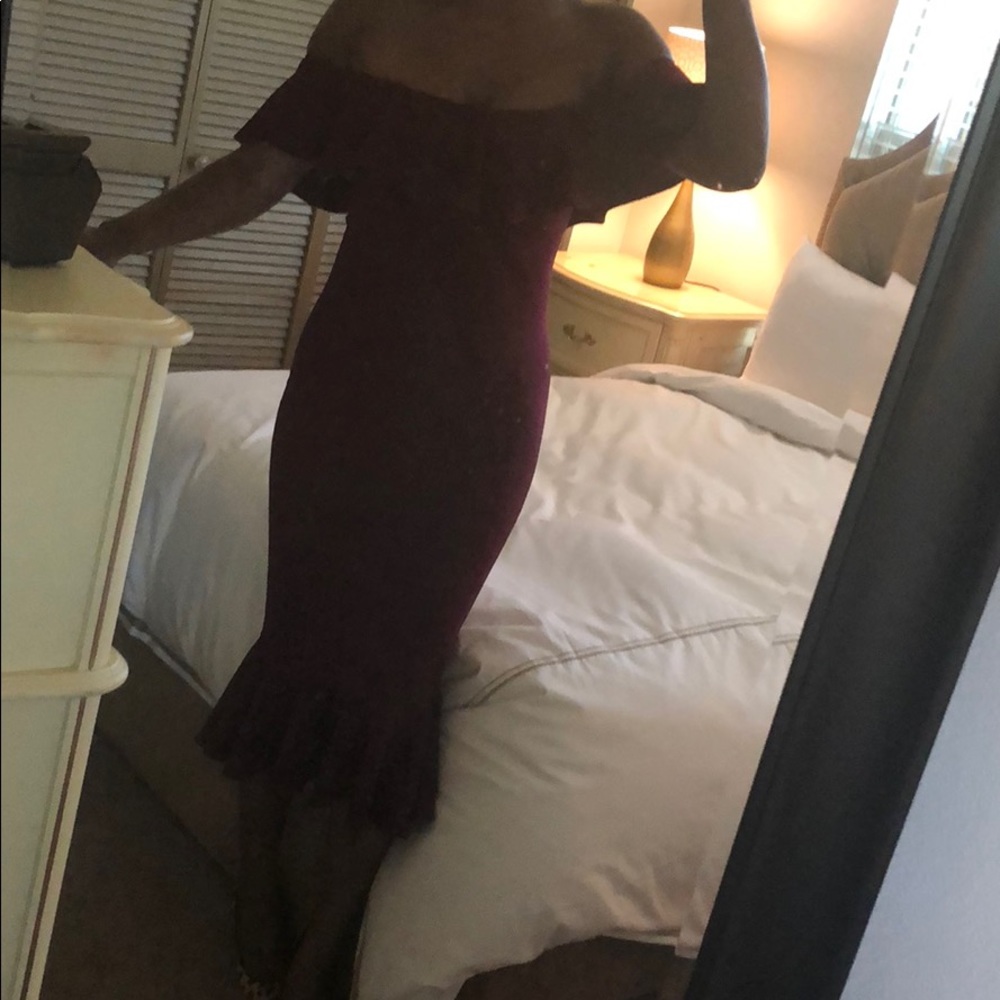 Burgundy off the shoulder dress